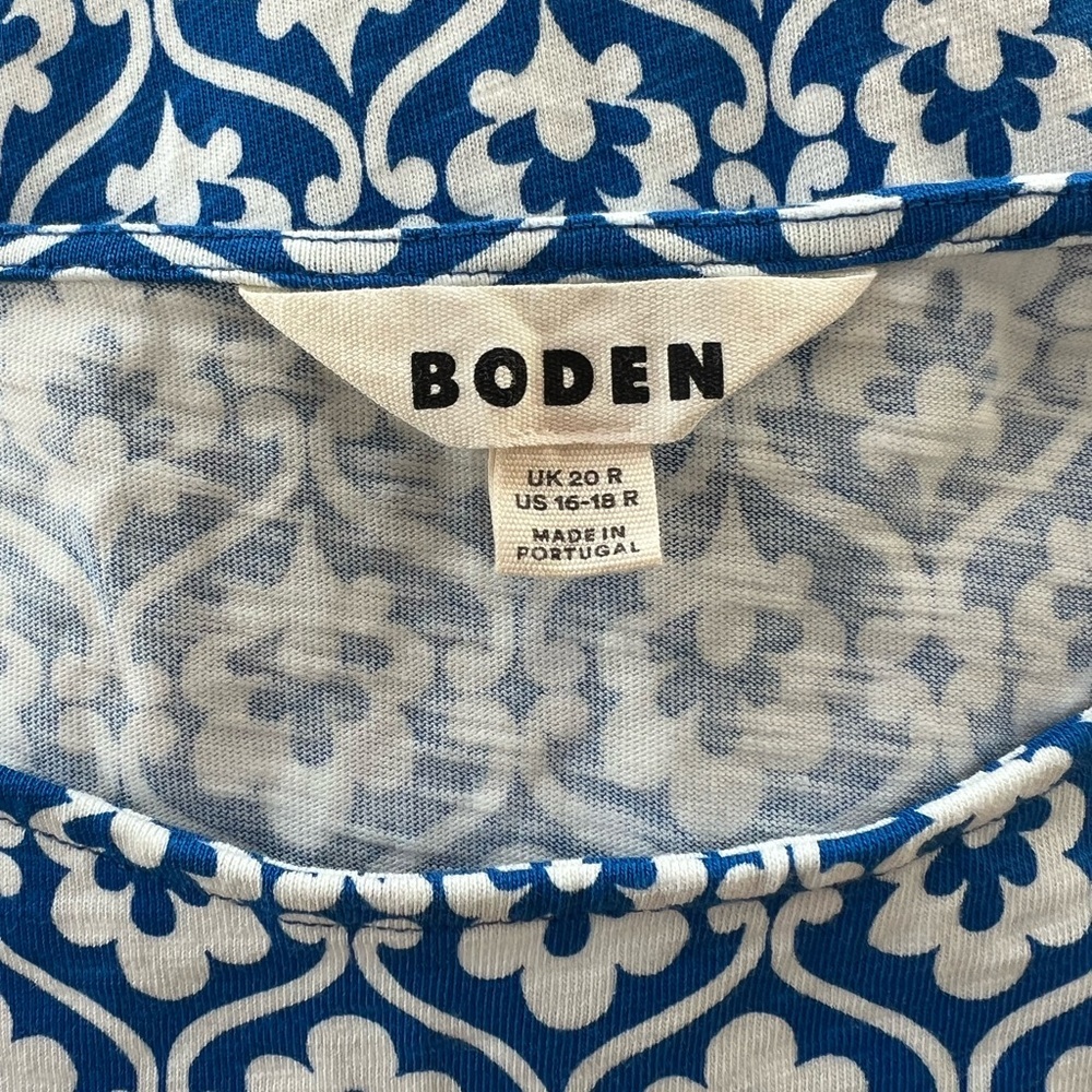 Boden Florrie Jersey Dress in Gallery Blue/Ivy Trellis, size 16-18R - Picture 6 of 9